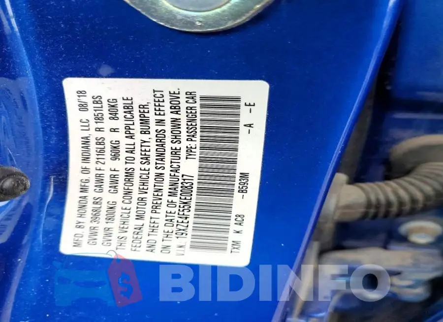 19XZE4F55KE008317 Photo# 12