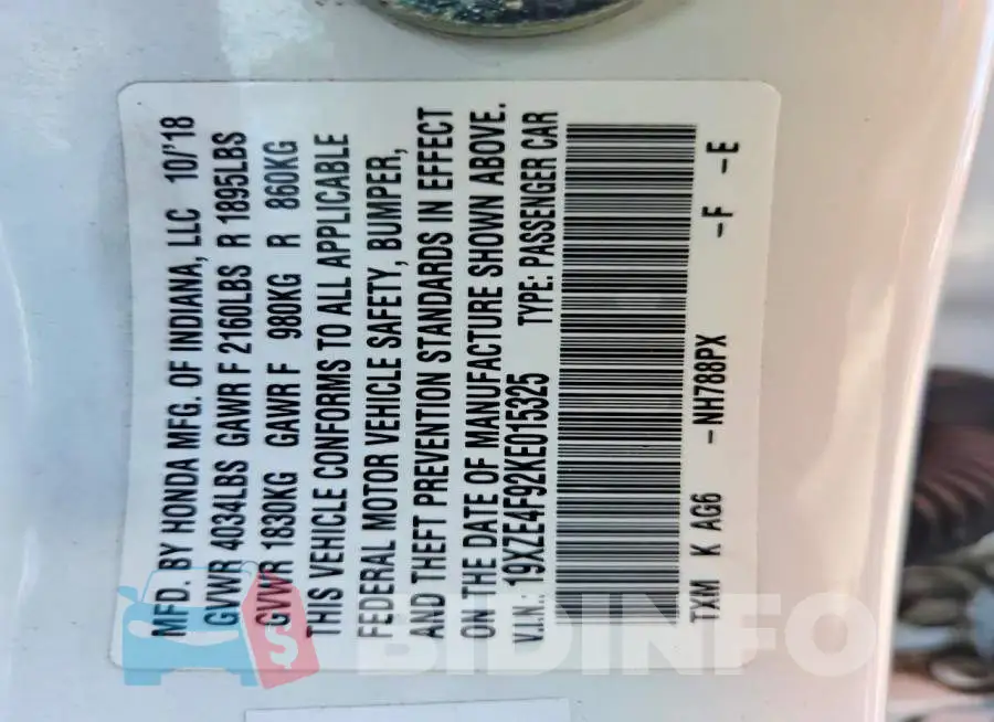 19XZE4F92KE015325 Photo# 13