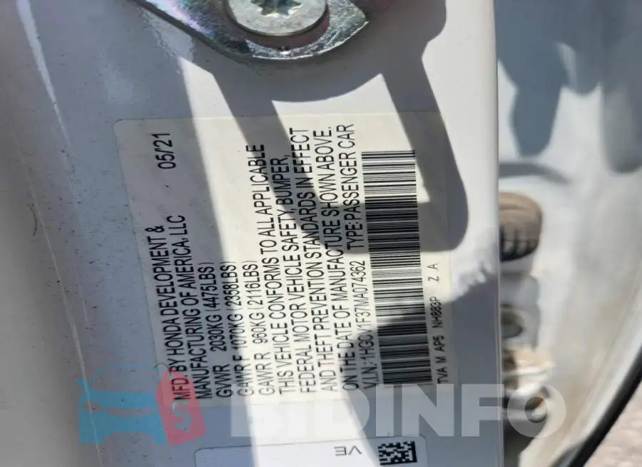 1HGCV1F37MA074362 Photo# 13
