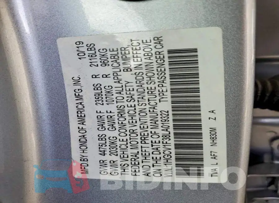 1HGCV1F38LA019322 Photo# 13