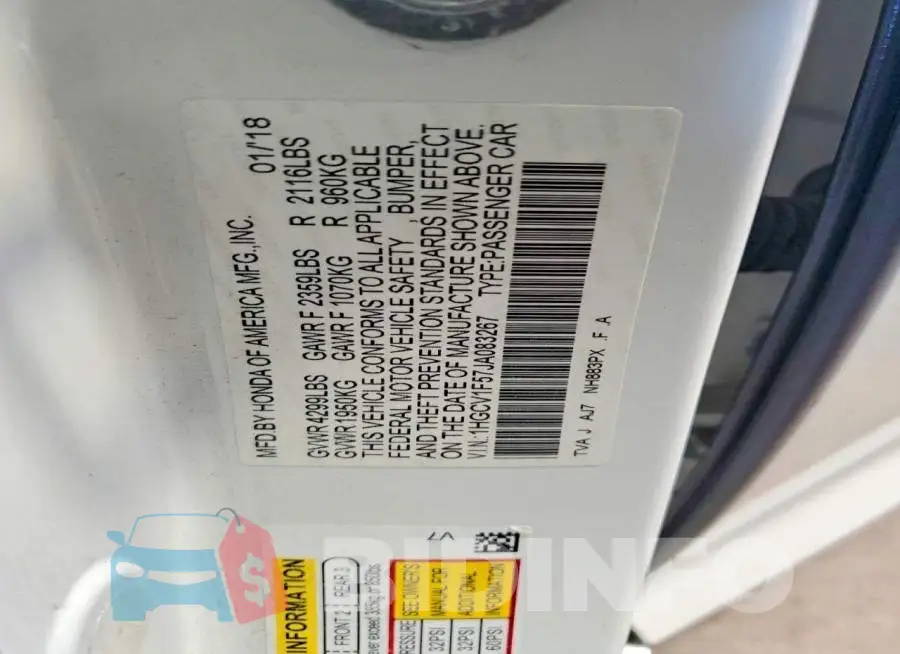 1HGCV1F57JA083267 Photo# 13