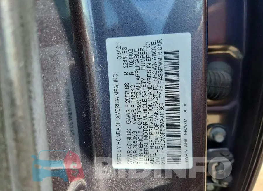 1HGCV3F50MA011360 Photo# 12