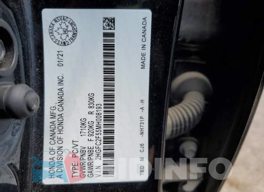 2HGFC2F55MH008193 Photo# 13