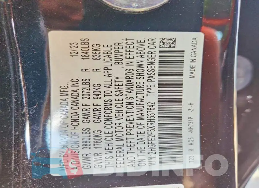2HGFE2F5XRH537642 Photo# 13