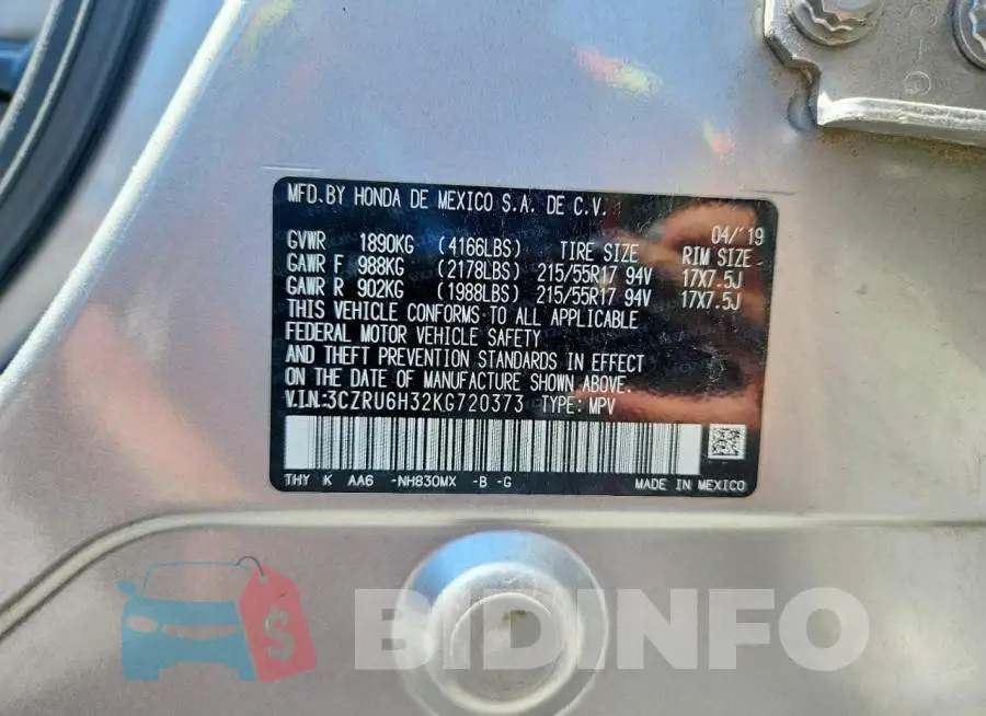 3CZRU6H32KG720373 Photo# 12