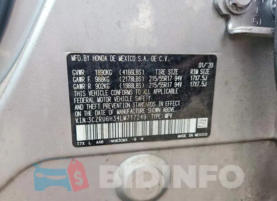 3CZRU6H34LM717249 Photo# 12