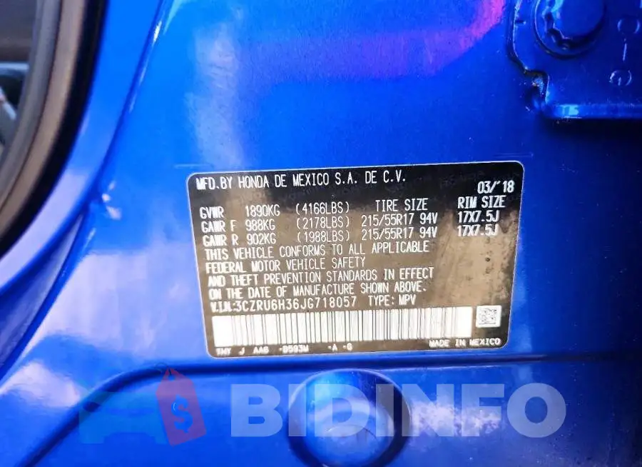 3CZRU6H36JG718057 Photo# 13