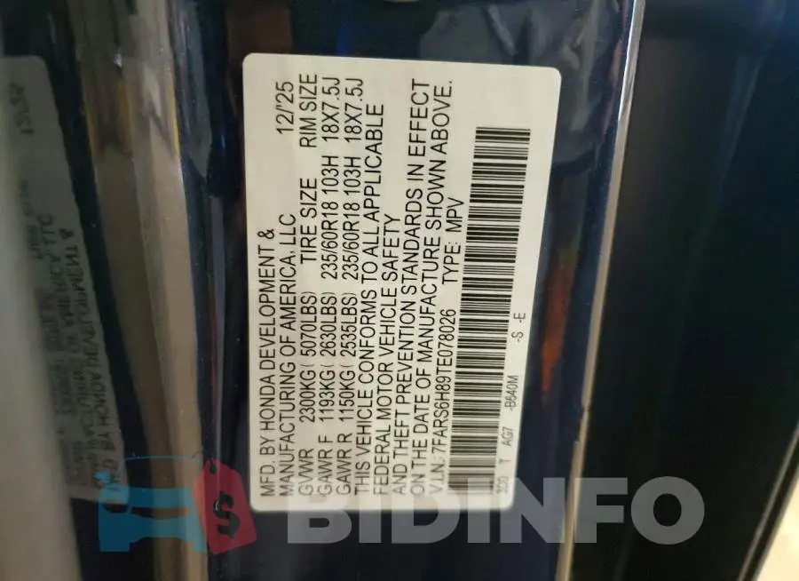 7FARS6H89TE078026 Photo# 14