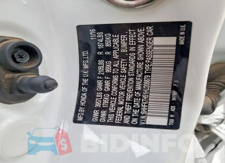 SHHFK7H51HU208879 Photo# 12