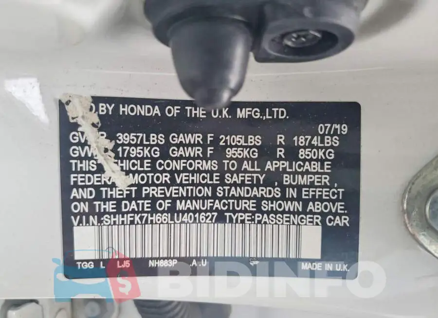 SHHFK7H66LU401627 Photo# 12