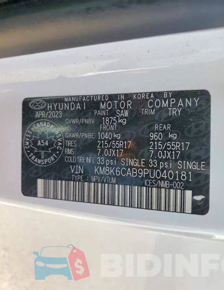 KM8K6CAB9PU040181 Photo# 13