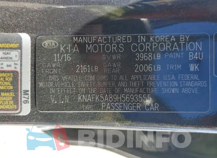 KNAFK5A89H5693555 Photo# 12