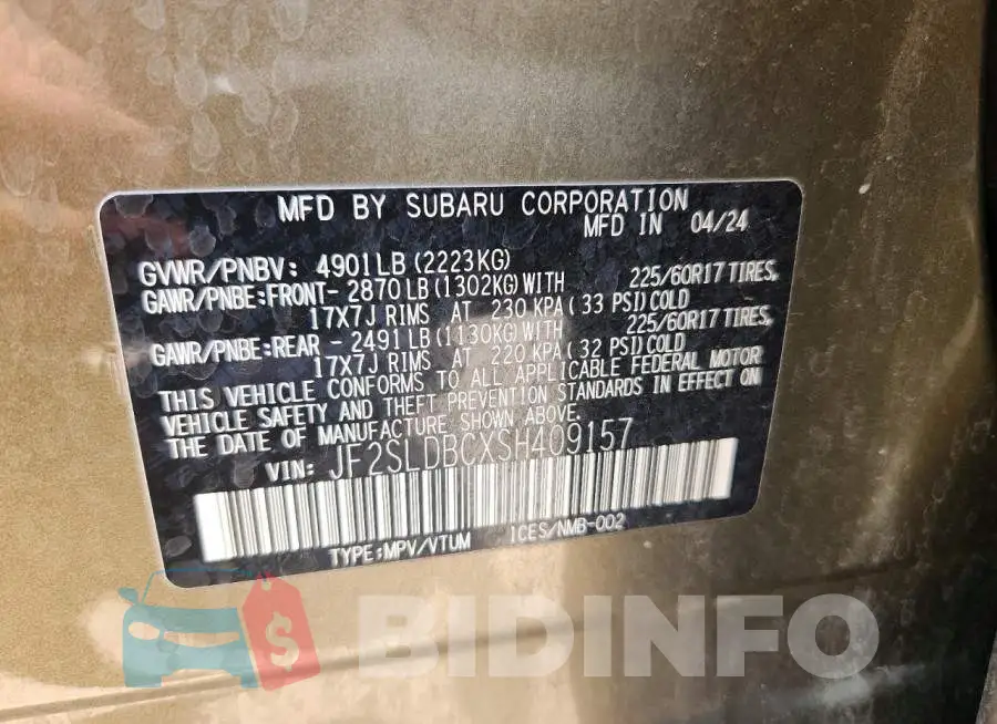 JF2SLDBCXSH409157 Photo# 13