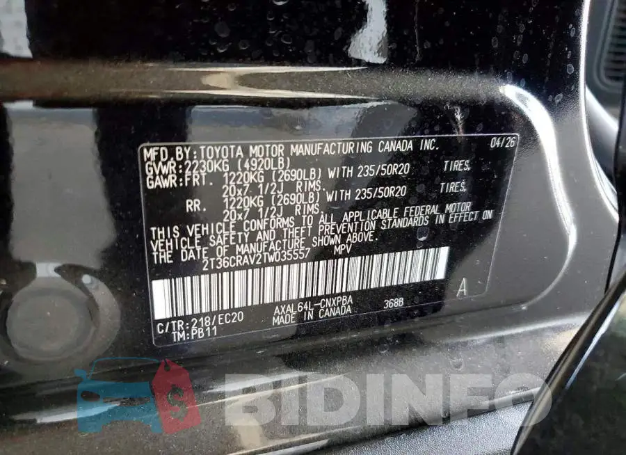 2T36CRAV2TW035557 Photo# 14