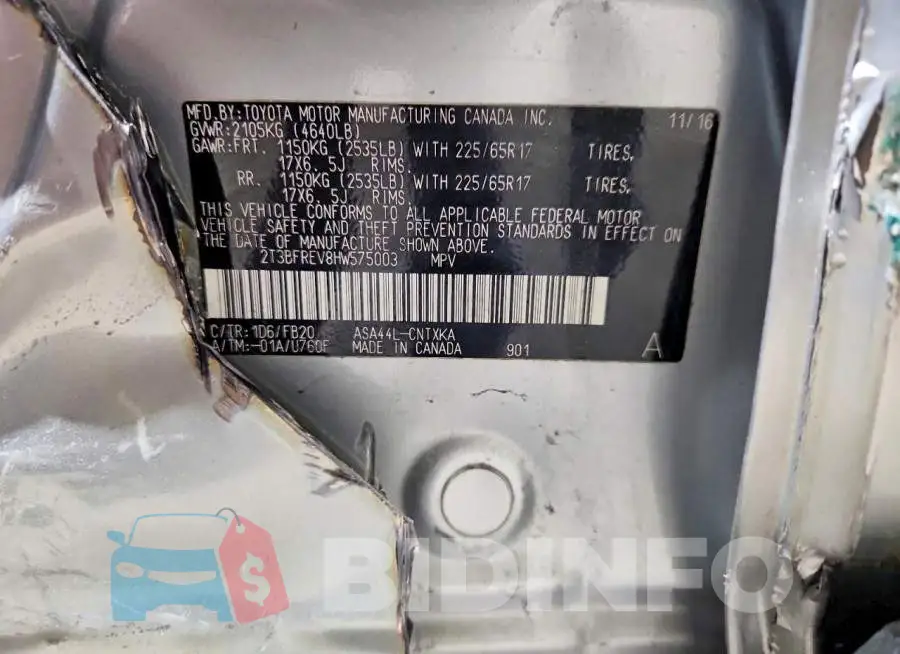 2T3BFREV8HW575003 Photo# 14