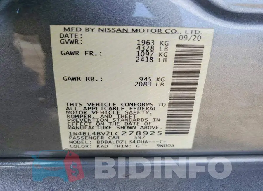 1N4BL4BV2LC278925 Photo# 12