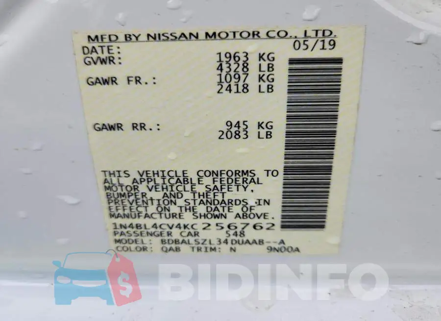 1N4BL4CV4KC256762 Photo# 13