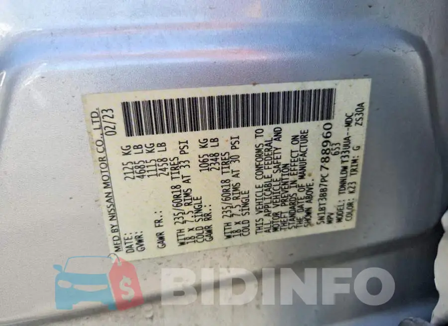 5N1BT3BB7PC788960 Photo# 13