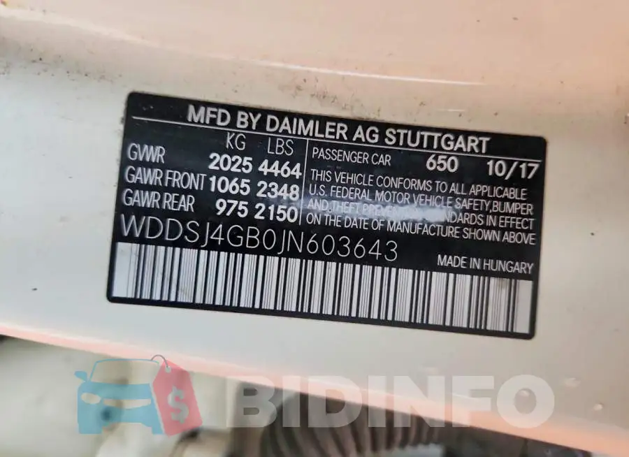 WDDSJ4GB0JN603643 Photo# 12