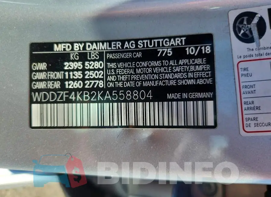 WDDZF4KB2KA558804 Photo# 13