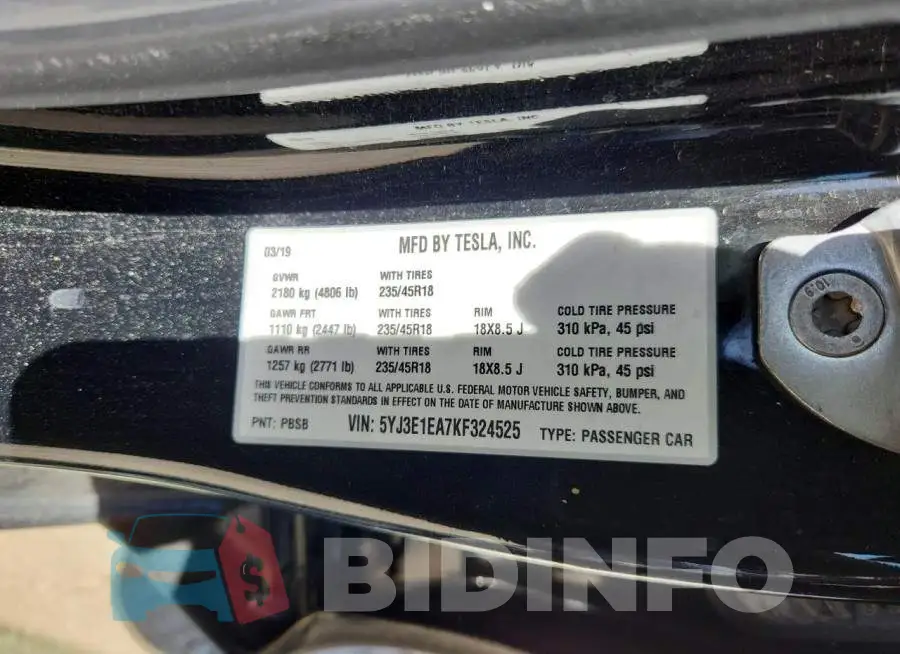 5YJ3E1EA7KF324525 Photo# 12