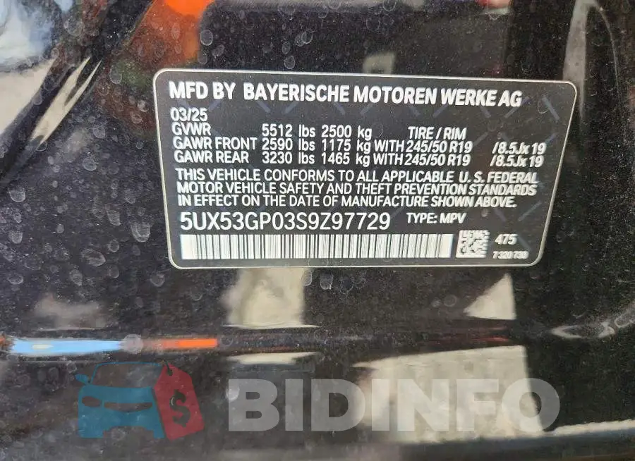 5UX53GP03S9Z97729 Photo# 13