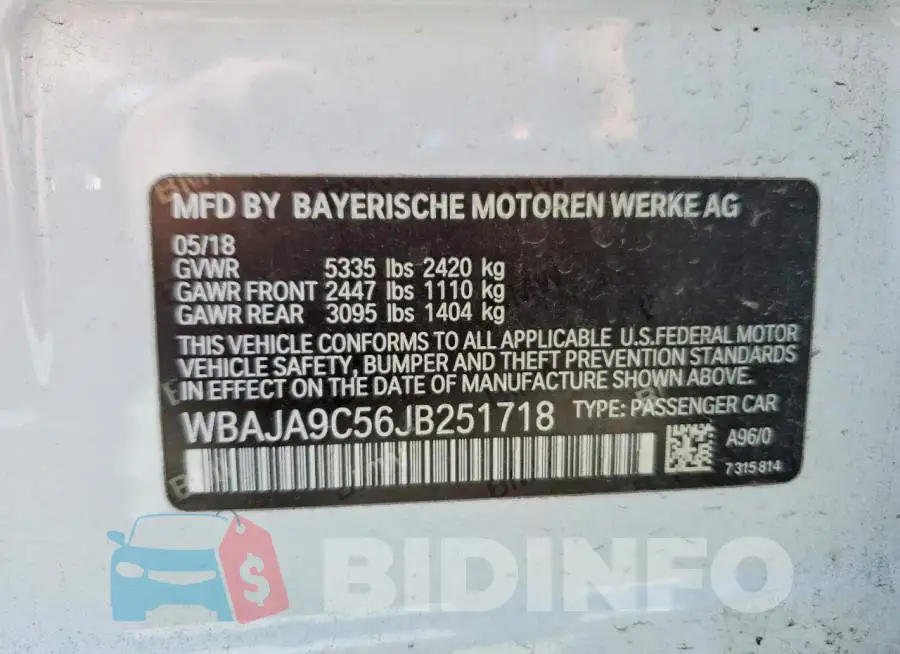 WBAJA9C56JB251718 Photo# 13