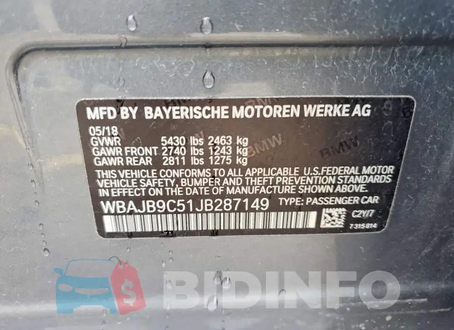 WBAJB9C51JB287149 Photo# 12