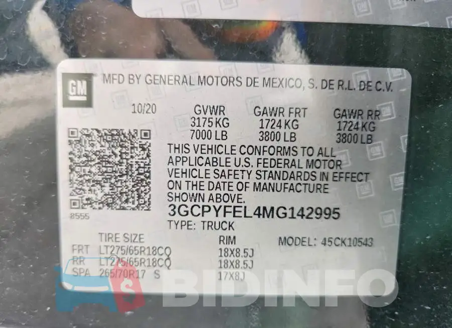 3GCPYFEL4MG142995 Photo# 13