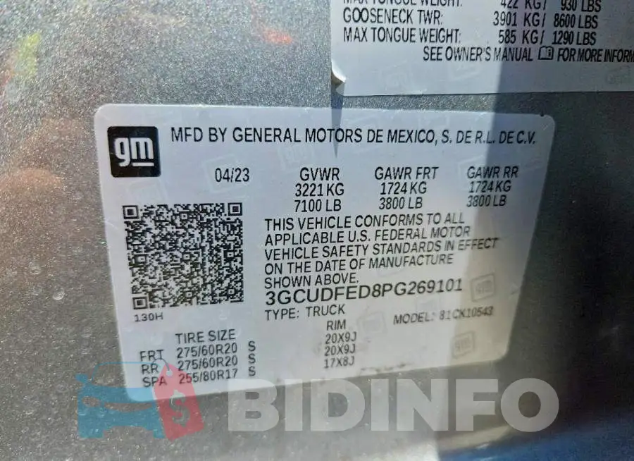 3GCUDFED8PG269101 Photo# 12