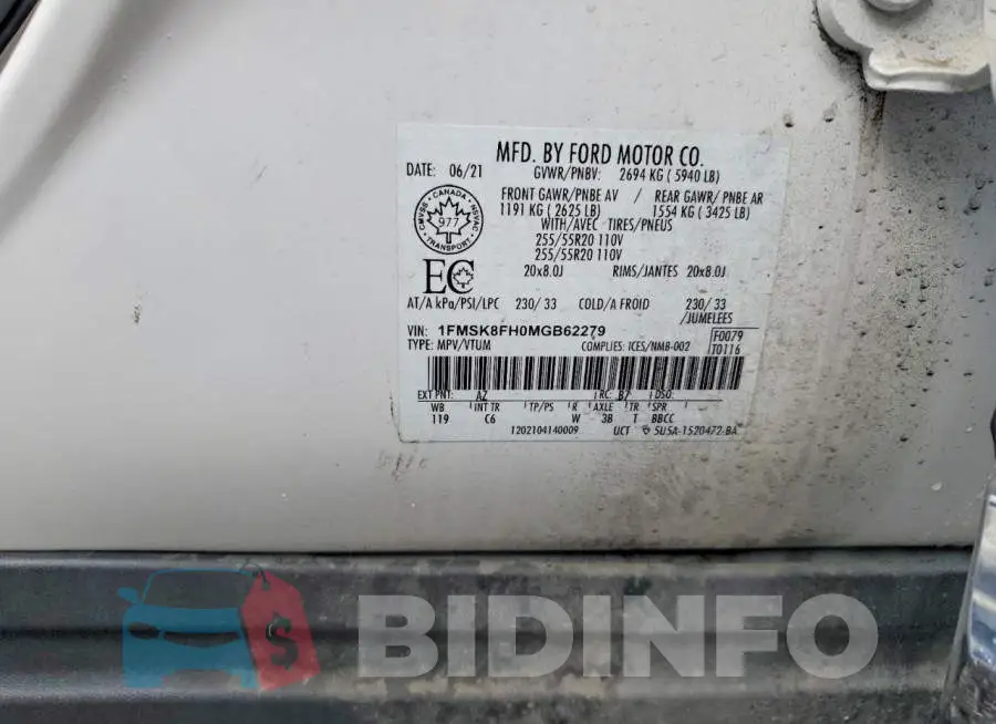 1FMSK8FH0MGB62279 Photo# 13