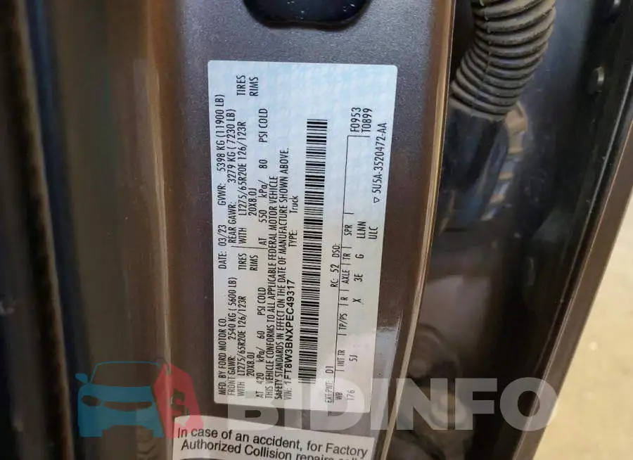 1FT8W3BNXPEC49317 Photo# 13
