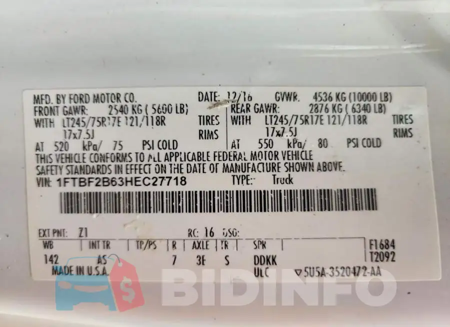 1FTBF2B63HEC27718 Photo# 13