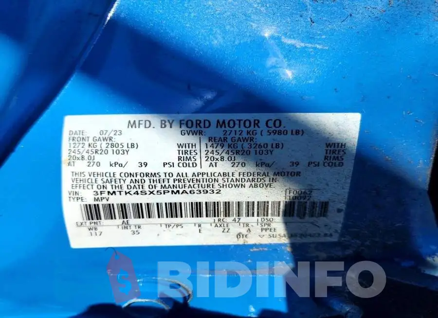 3FMTK4SX5PMA63932 Photo# 13