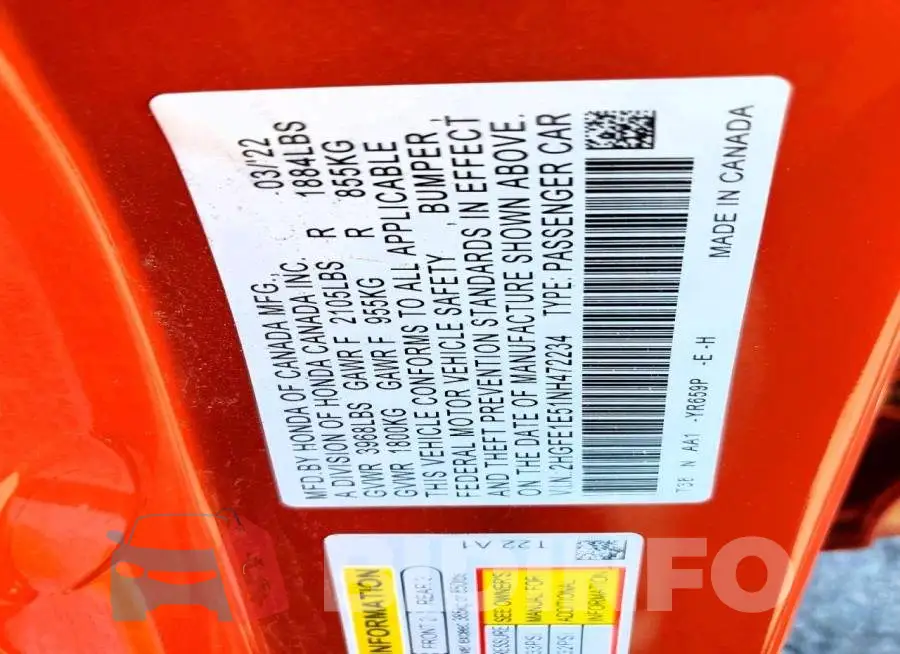 2HGFE1E51NH472234 Photo# 12