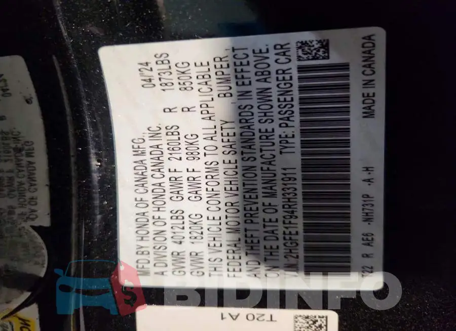 2HGFE1F94RH331911 Photo# 12