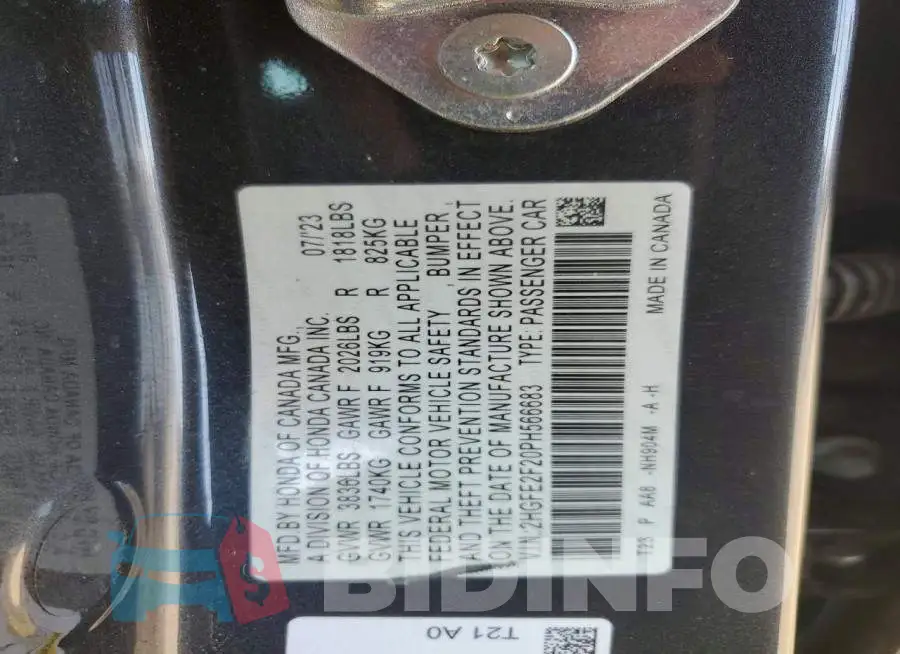 2HGFE2F20PH566683 Photo# 12