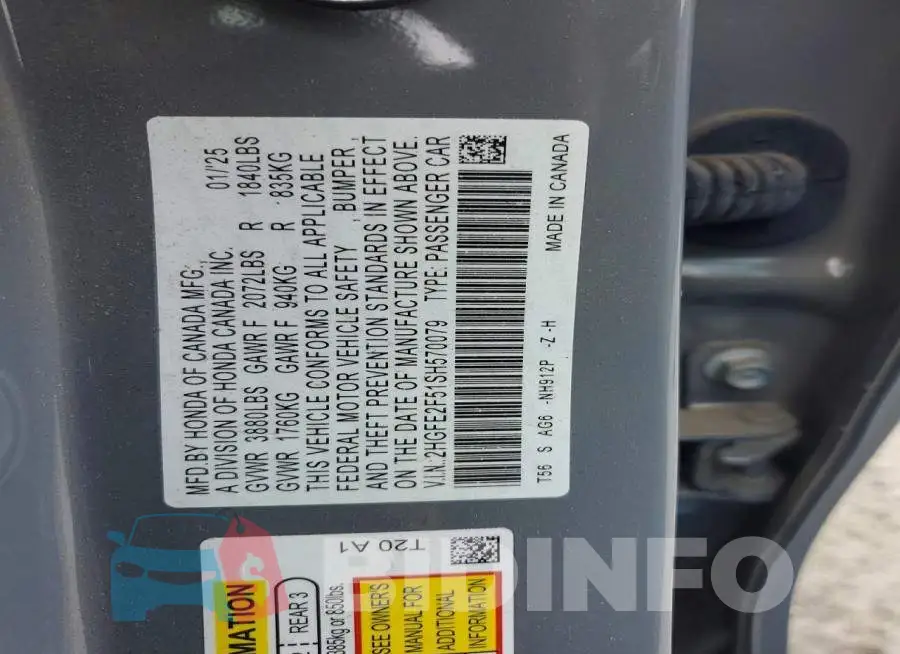 2HGFE2F51SH570079 Photo# 12