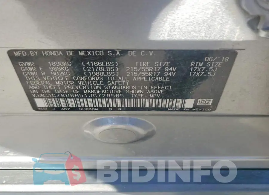 3CZRU6H51JG729565 Photo# 12