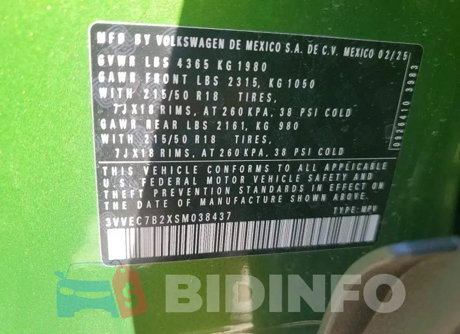 3VVEC7B2XSM038437 Photo# 13