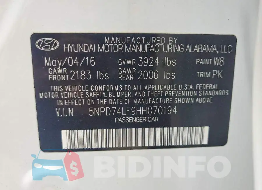 5NPD74LF9HH070194 Photo# 12