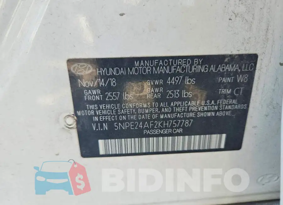 5NPE24AF2KH757787 Photo# 12