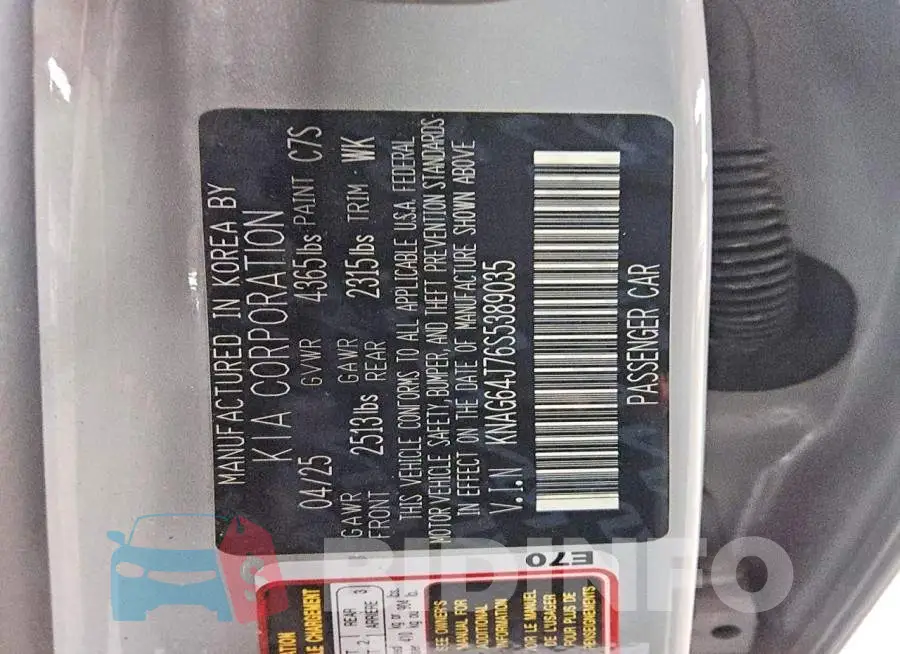 KNAG64J76S5389035 Photo# 5