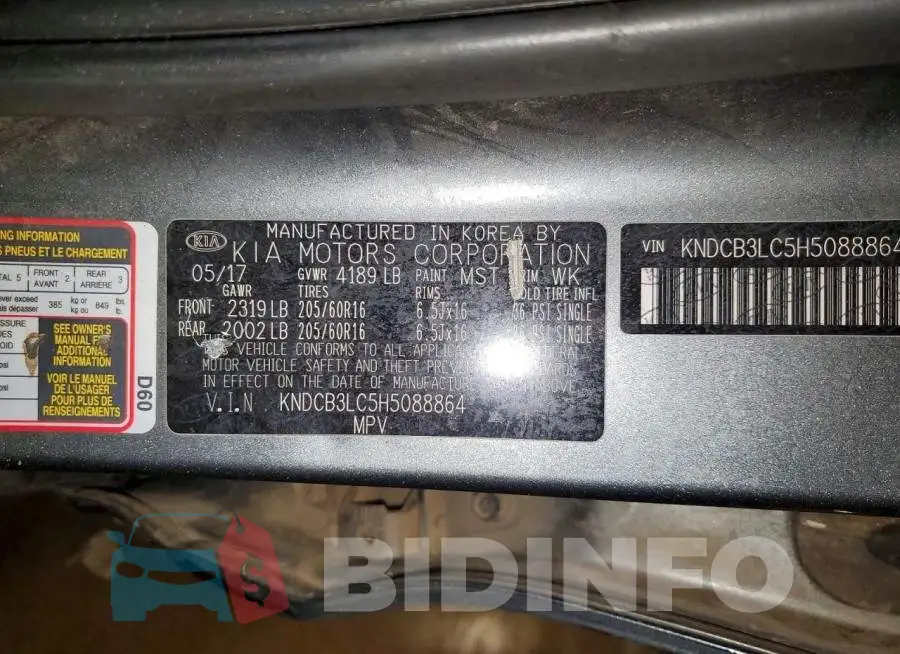 KNDCB3LC5H5088864 Photo# 13