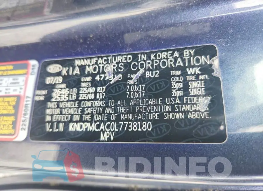 KNDPMCAC0L7738180 Photo# 14