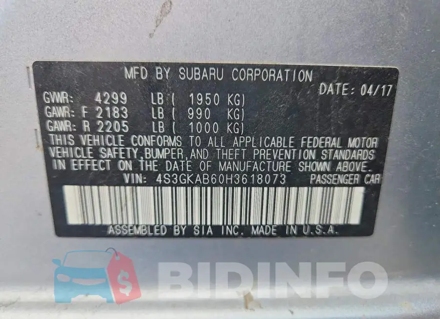 4S3GKAB60H3618073 Photo# 12