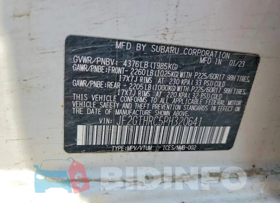 JF2GTHRC5PH320641 Photo# 13