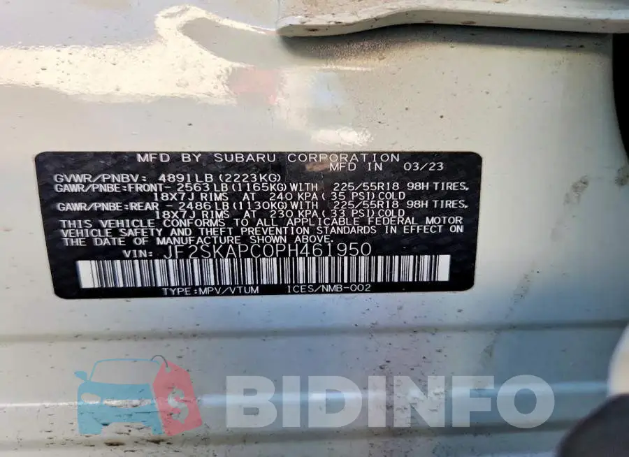 JF2SKAPC0PH461950 Photo# 12