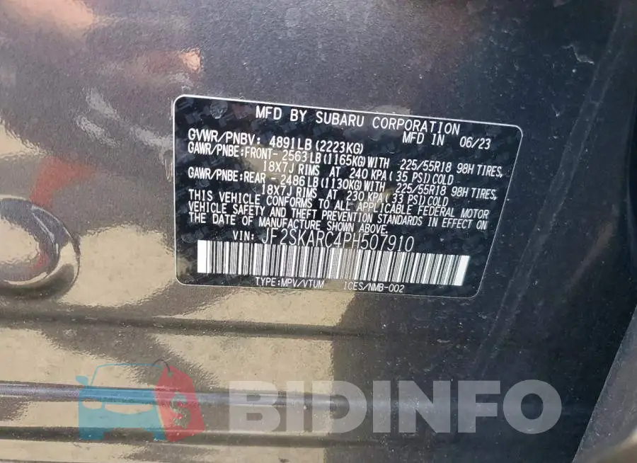 JF2SKARC4PH507910 Photo# 12