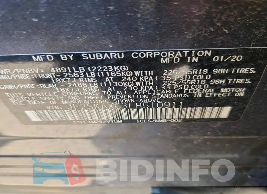 JF2SKAXC3LH510911 Photo# 14